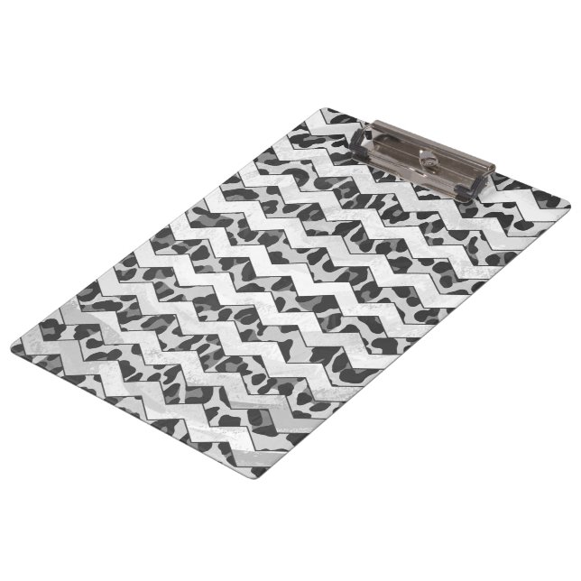 Chevron Leopard Grey and Light Grey Print Clipboard (Angled)