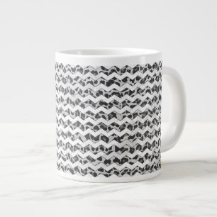 Chevron Leopard Grey and Light Grey Print Large Coffee Mug