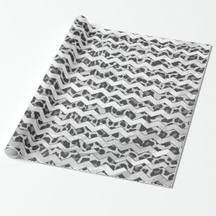 Chevron Leopard Grey and Light Grey Print Wrapping Paper
