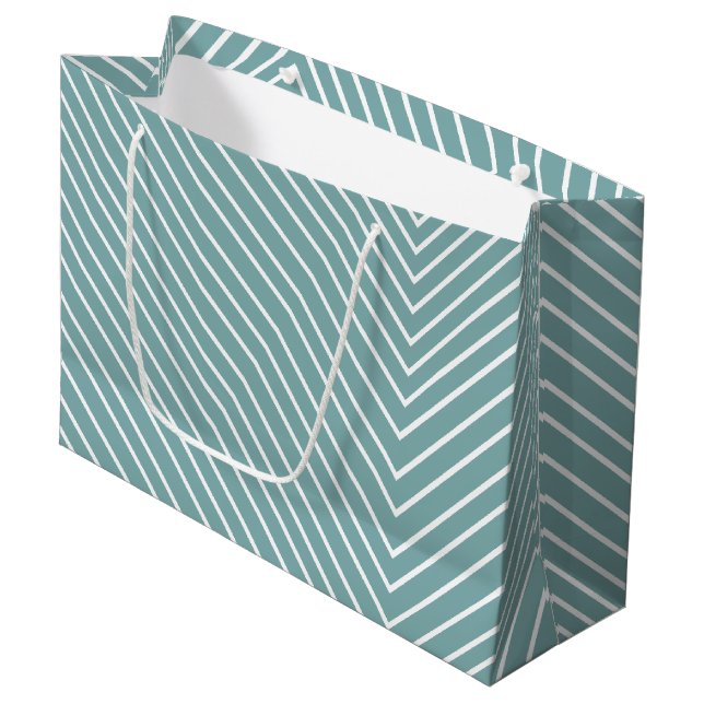 Chevron light blue and white large gift bag (Front Angled)