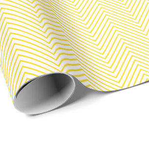 Chevron Line Golden Yellow on White Wrapping Paper