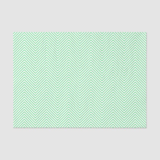 Chevron Line Tissue Paper - Light Green on White (Front)