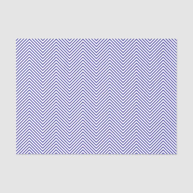 Chevron Line Tissue Paper - Royal Blue on White (Front)