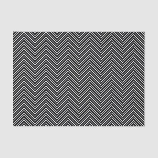 Chevron Line Tissue Paper - White on Black (Front)