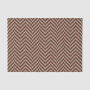 Chevron Line Tissue Paper - White on Brown