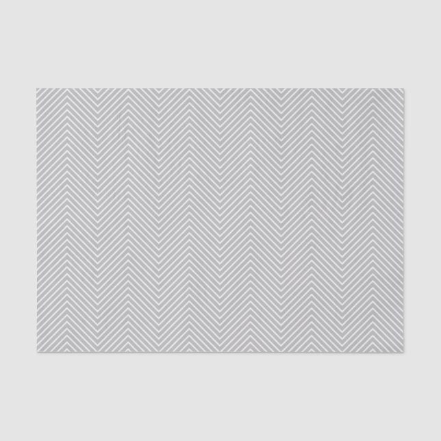 Chevron Line Tissue Paper - White on Grey (Front)