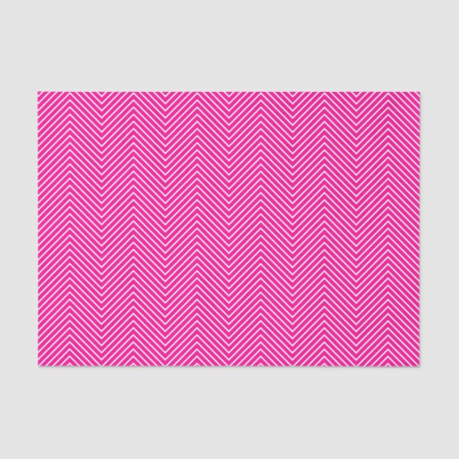 Chevron Line Tissue Paper - White on Hot Pink (Front)