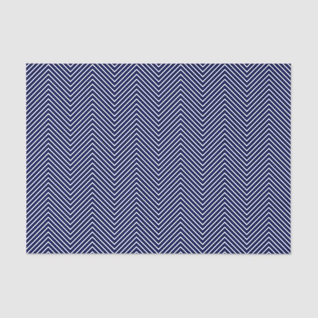Chevron Line Tissue Paper - White on Navy Blue (Front)