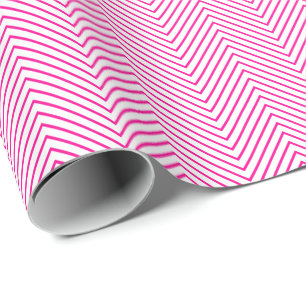 Chevron Line Wrapping Paper - Hot Pink on White