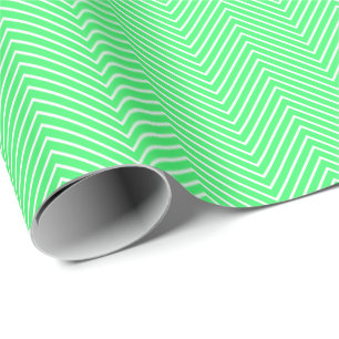 Chevron Line Wrapping Paper - White on Light Green