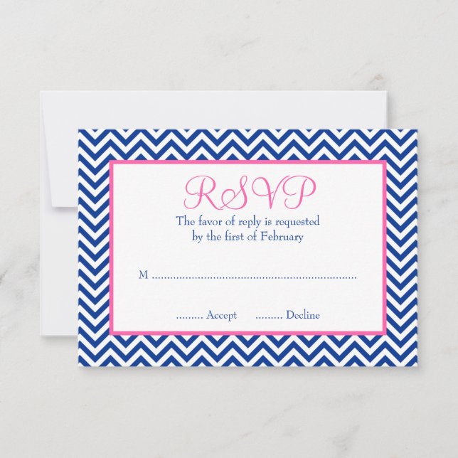 Chevron Marine Bat mitzvah bleu rose RSVP (Devant)
