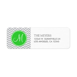 Chevron moderne gris et vert avec le monogramme