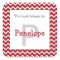 Chevron Monogram Bookplate Sticker burgundy red