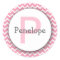 Chevron Monogram Bookplate Sticker pink white