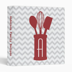Chevron Monogram Kitchen Utensils Recipe Binder