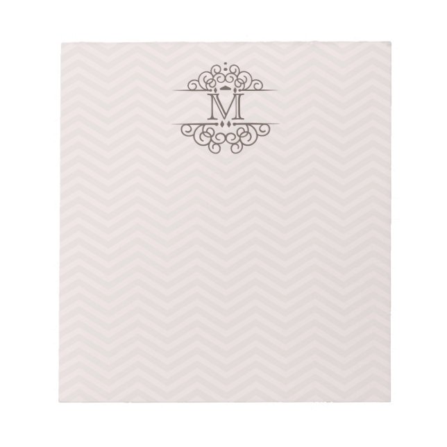 Chevron Monogram Personalize To Do Notepad | Blush (Front)