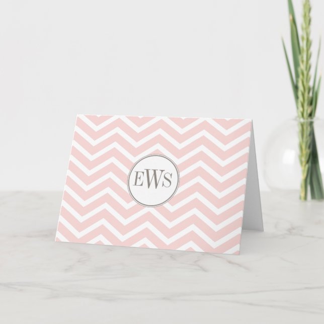 Chevron Monogram Personalized Note Card (Front)