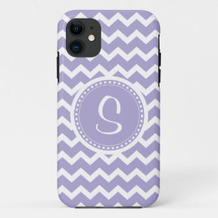 Chevron Monogram Retro Purple and White iPhone 11 Case