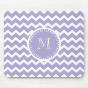 Chevron Monogram Retro Purple and White Mouse Pad