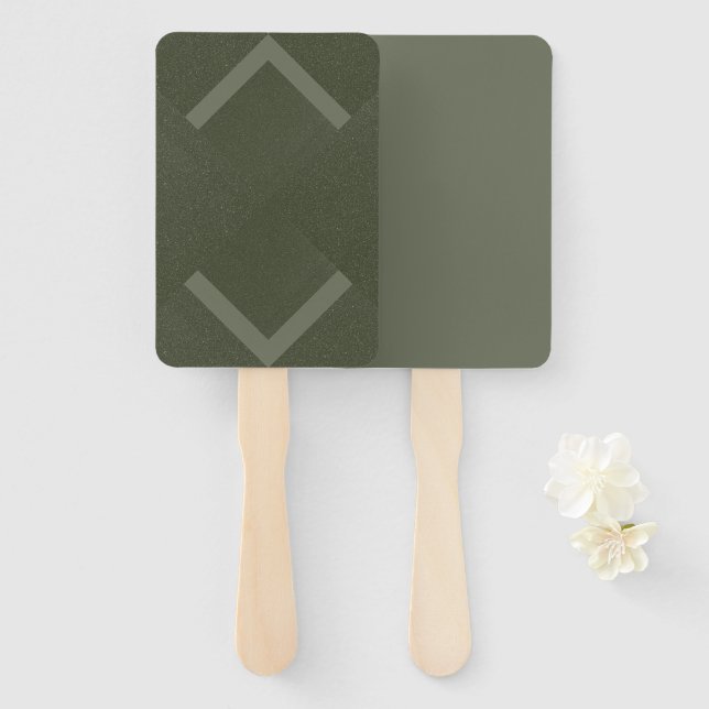 Chevron Moss Green Custom Hand Fans (Front and Back)
