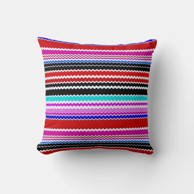 Chevron Multi Coloured Zigzag Stripes Art Design Throw Pillow (Front)