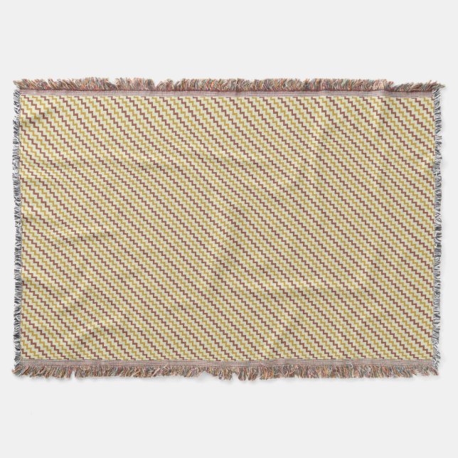 Chevron natural yellow ochre pale green and brown throw blanket (Front)