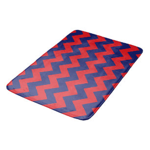 Chevron   Navy Blue & Red   Any Type/Size   Custom Bath Mat