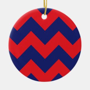 Chevron   Navy Blue & Red   Any Type/Size   Custom Ceramic Ornament
