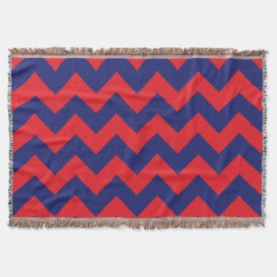 Chevron   Navy Blue & Red   Any Type/Size   Custom Throw Blanket