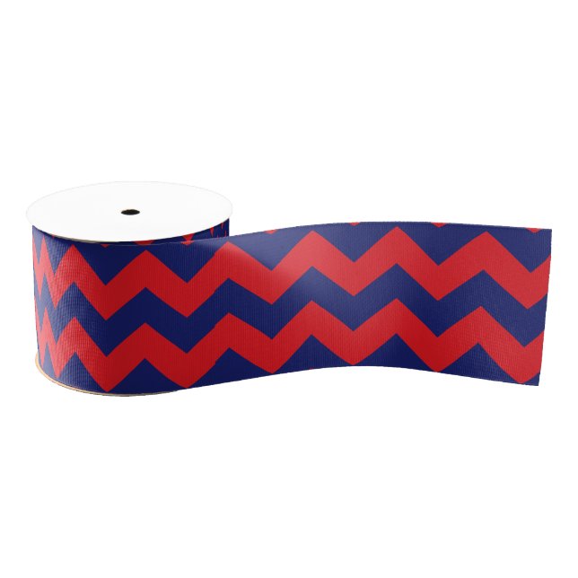 Chevron (Navy Blue & Red) Grosgrain Ribbon (Spool)
