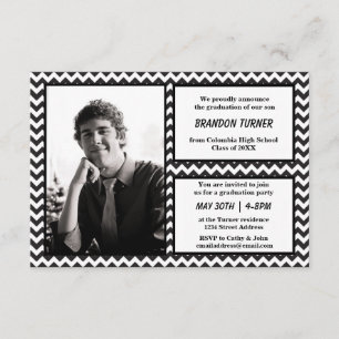 Chevron noir/blanc avec Faire-part 3x5 Grad