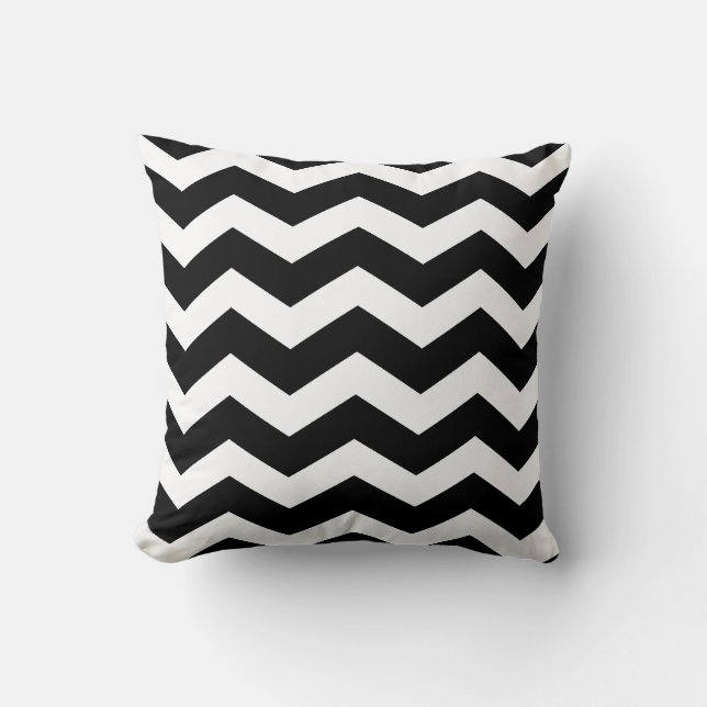 Chevron noir et blanc Motif oreillers à lancer (Recto)