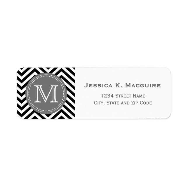 Chevron noir et gris monogramme (Devant)