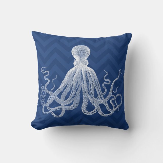 Chevron Octopus Throw Pillow (Front)