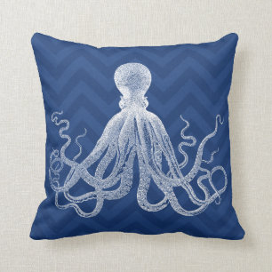 Chevron Octopus Throw Pillow