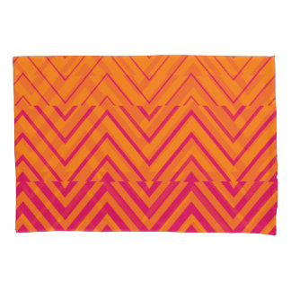 Chevron Ombre Stencil | hot pink orange Pillowcase
