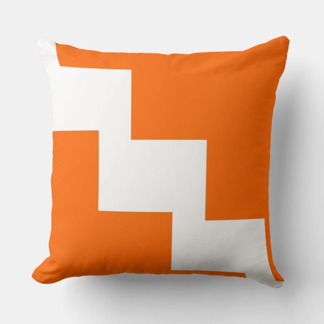 Chevron Orange and White Throw Pillow (Front)