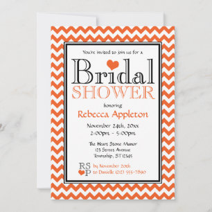 Chevron Orange & White Bridal Shower Invitation
