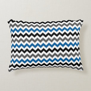 Chevron Pattern Background Blue Grey Black White Decorative Pillow