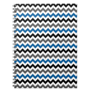 Chevron Pattern Background Blue Grey Black White Notebook