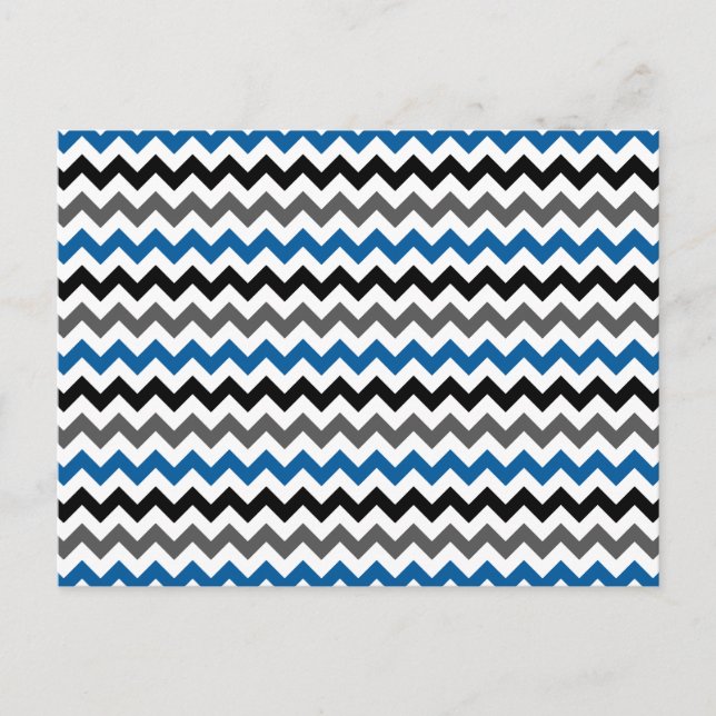Chevron Pattern Background Blue Grey Black White Postcard (Front)