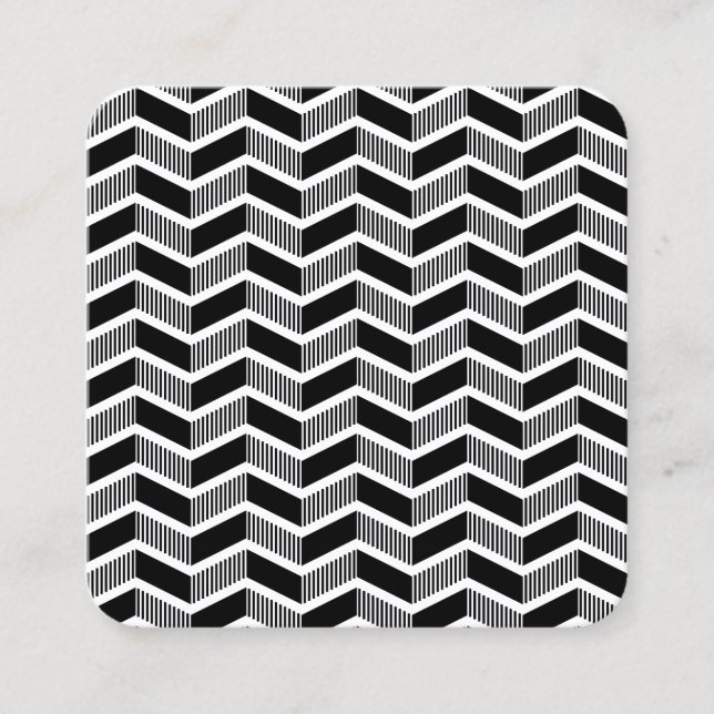 Chevron Pattern - Black and White Square Business Card (Front)