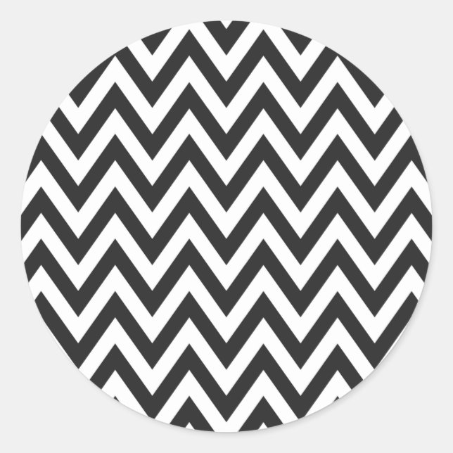 Chevron Pattern Black White Geometric Art Designs Classic Round Sticker (Front)