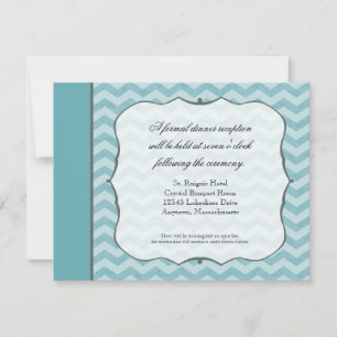 Chevron Pattern Bracket Frame Teal Reception Card