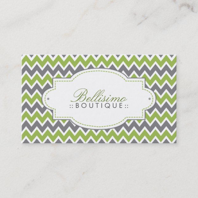 Chevron Pattern Business Card (apple/grey) (Front)