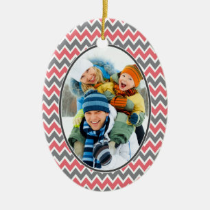 Chevron Pattern Christmas Ornament (coral)