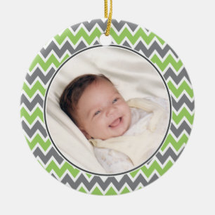 Chevron Pattern Christmas Ornament (lime)