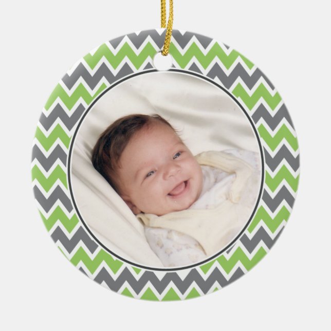 Chevron Pattern Christmas Ornament (lime) (Front)