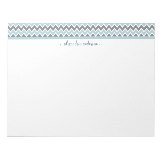 Chevron Pattern Custom Trendy Notepad (baby blue) (Front)