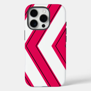 Chevron Pattern Design in Red and White iPhone 16 Pro Case